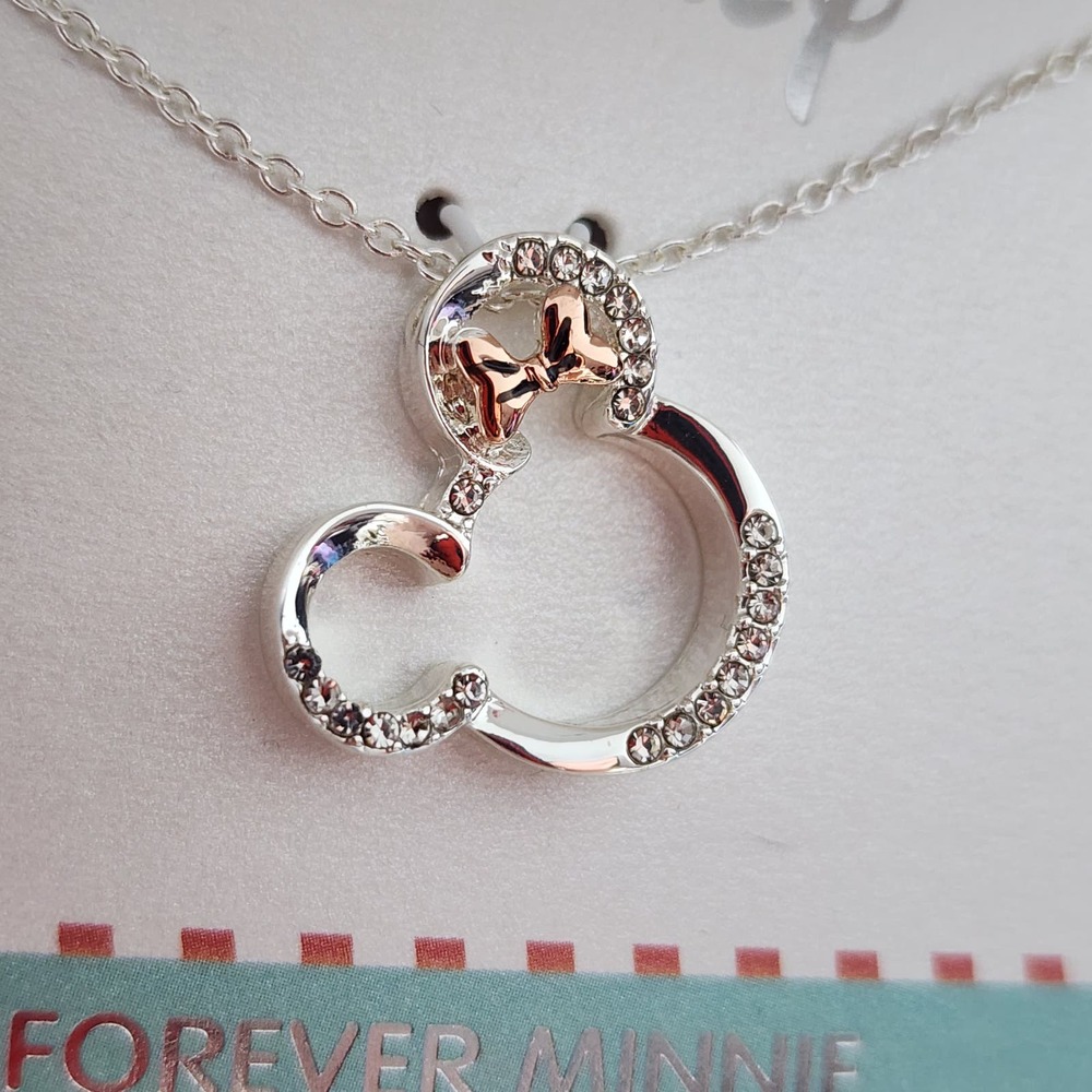Disney Minnie Heart Shaped Pendant Necklace with Bow